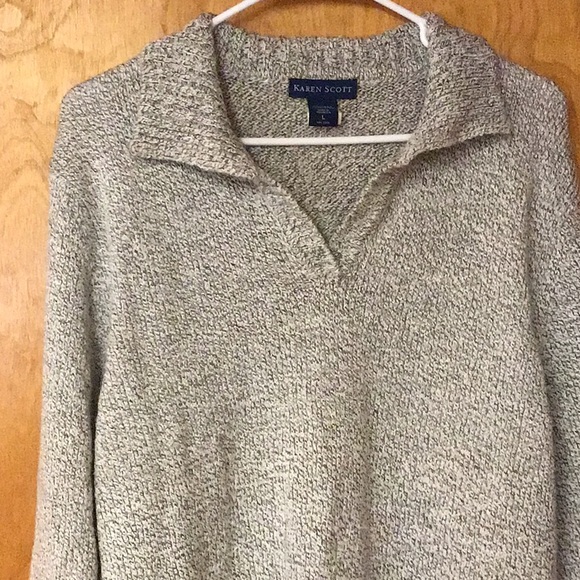 KAREN SCOTT woman’s warm looking winter sweater sz L black & white - Picture 3 of 7